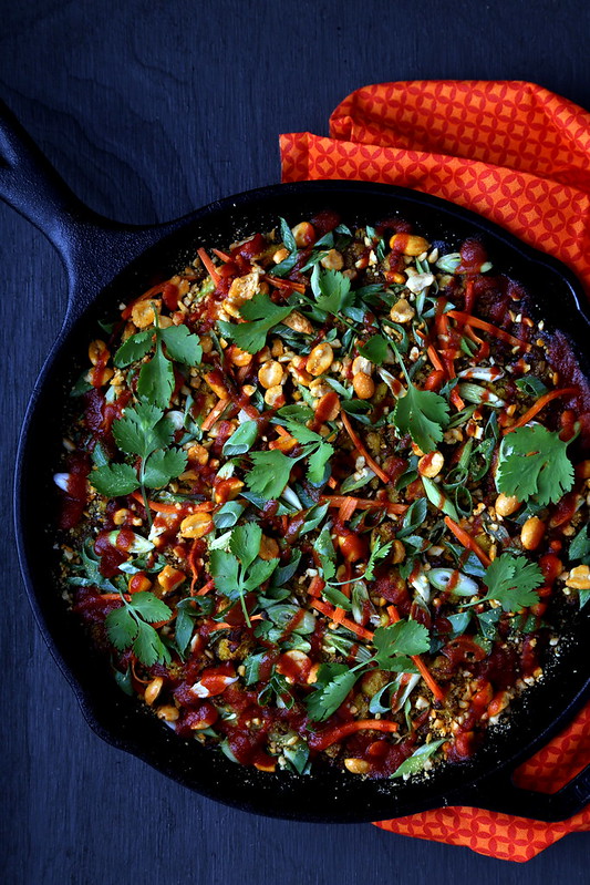 Spicy Thai-Style Pizza with Peanut Sauce