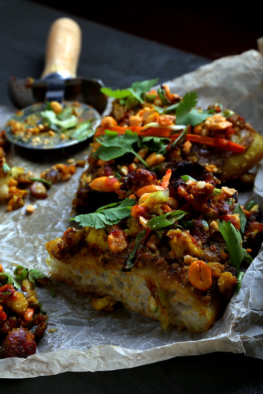 Spicy Thai-Style Pizza with Peanut Sauce