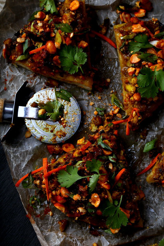 Spicy Thai-Style Pizza with Peanut Sauce