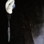 Aquafaba, egg-free mayo on a knife.