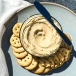 Cashew cheese from Miyoko Schinner’s The Vegan Creamery served with crackers.
