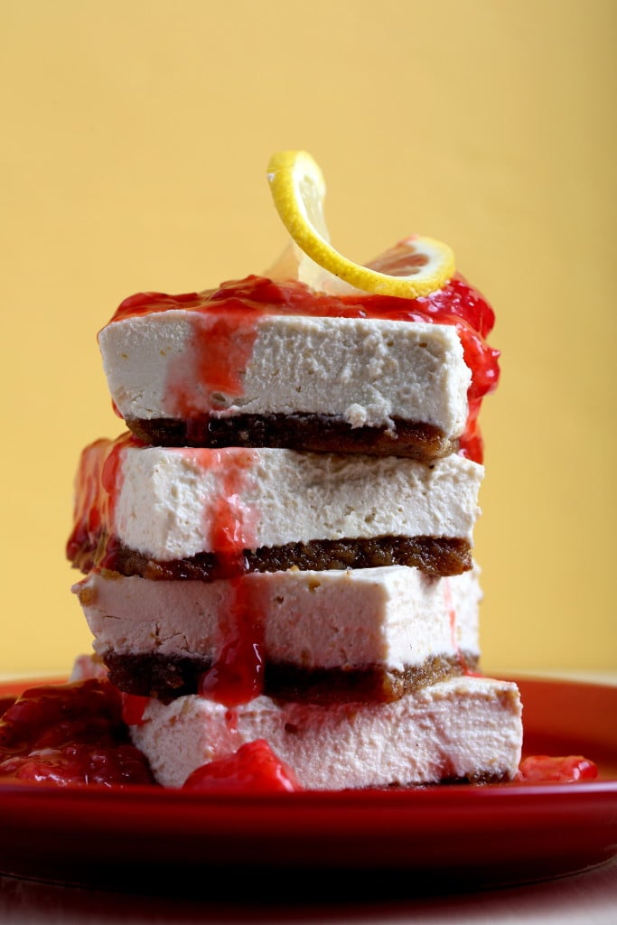 Minimalist Baker's No-Bake Strawberry Cheesecake Bars