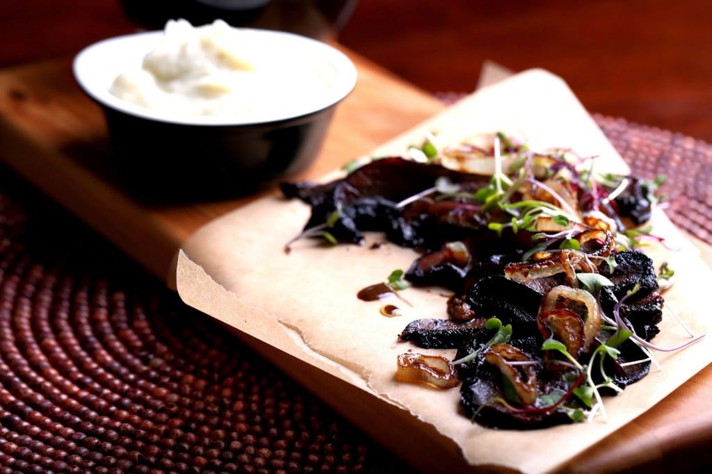 Miso-Scented Portobello with Garlic Cauliflower Mash