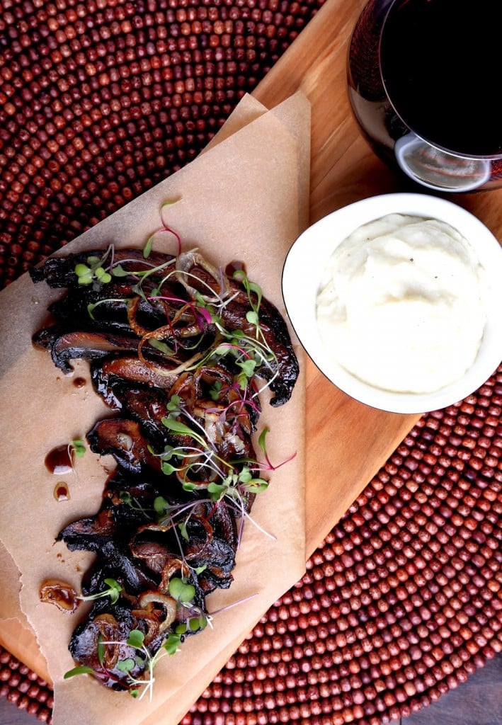 Miso-Scented Portobello with Garlic Cauliflower Mash