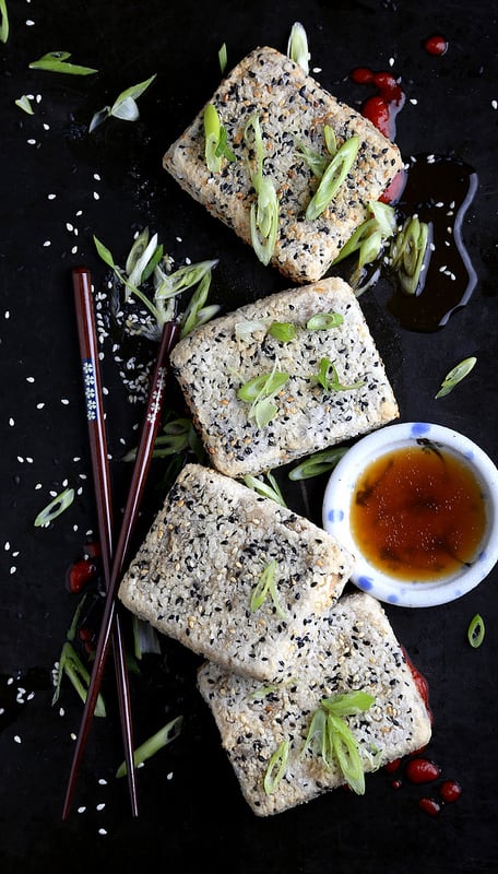 Sesame Crusted Fu with Soy-Agave Sauce