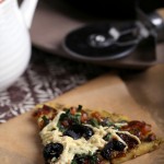 Socca Pizza Crust with Caramelized Shallots and Kale
