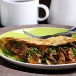 Coconut-Chickpea Crepes with Smoky Herbed Mushrooms