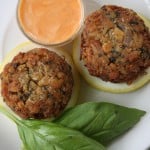 Vegan Crab Cakes with Sriracha-Vegenaise Dressing