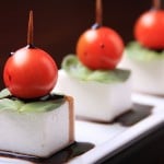 Vegan Mozzarella, Cherry Tomato and Basil Skewers