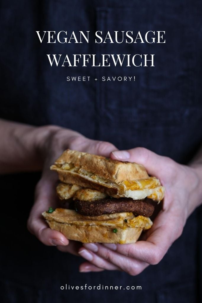 Vegan sausage wafflewich.